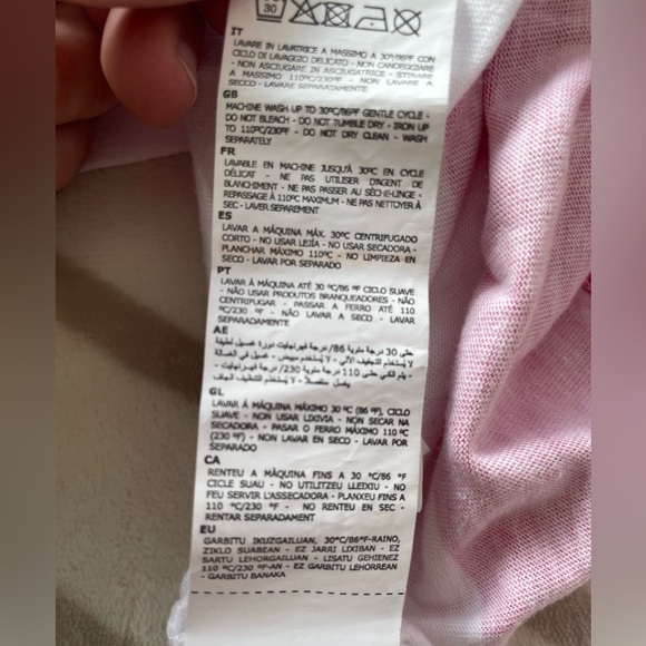 EUC, Kappa Women’s White & Pink Striped, Button Collar Cropped Top Size M - Picture 11 of 12